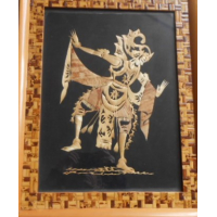 Indonesische bamboelijst met ingelegd Wayangfiguur